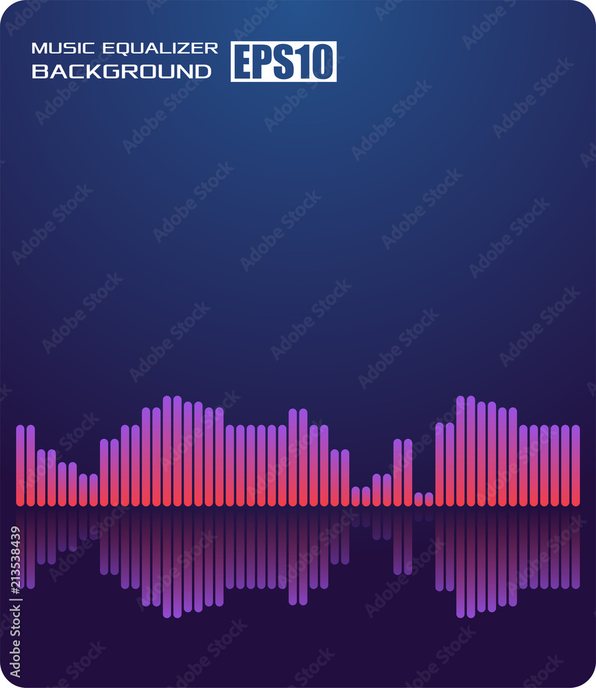 Poster music abstract background blue. equalizer for music, showing sound waves with music waves, music bac