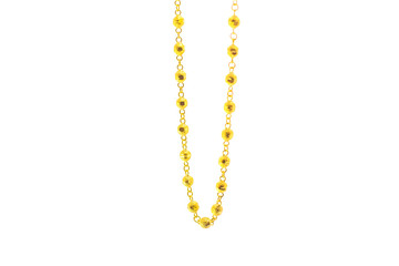 Gold necklace, white background