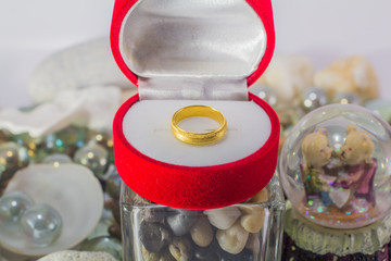 Gold ring with rocks, sea concepcion with natural fresh and comfortable concept, minimal love style. Make important people