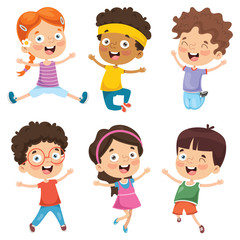 Vector Illustration Of Cartoon Children