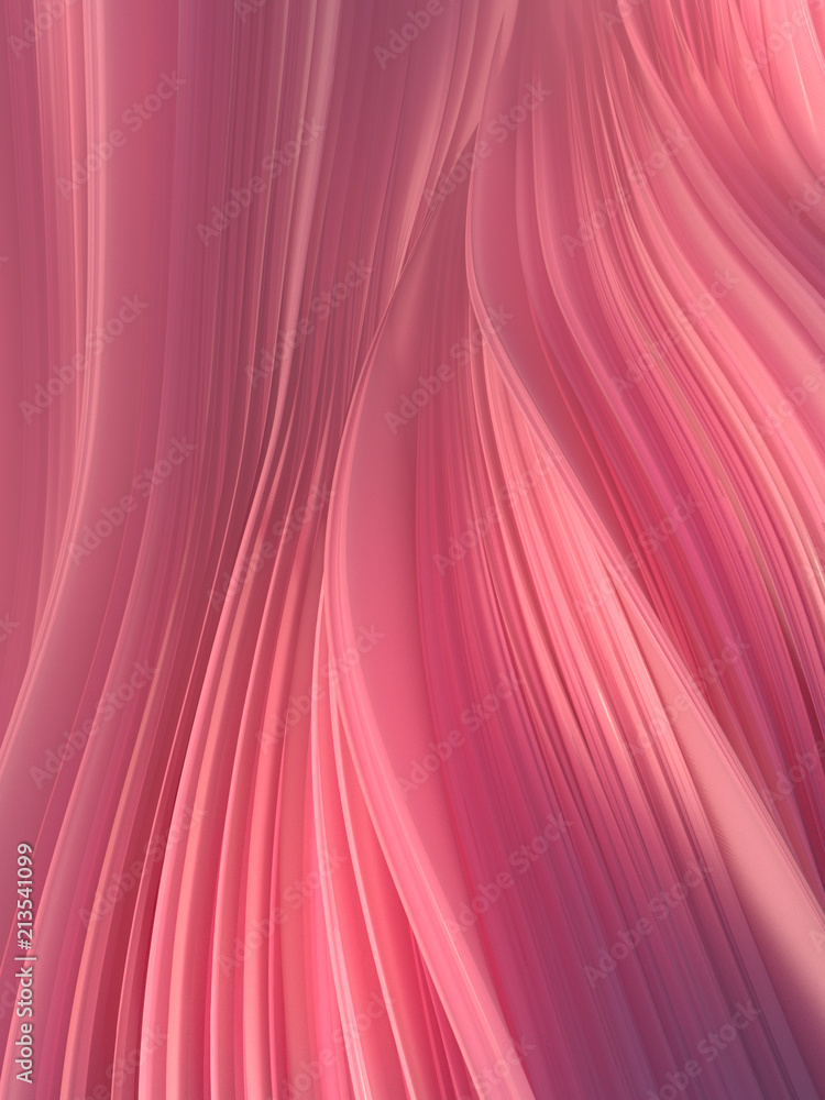 Aufkleber Red twisted shape. Computer generated abstract geometric 3D render illustration