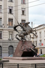 The Monument of Saint George killing the dragon, Lviv, Ukraine