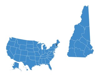 Map of New Hampshire state - obrazy, fototapety, plakaty
