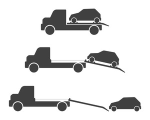 A set of car evacuation icons. Vector illustration on white background.