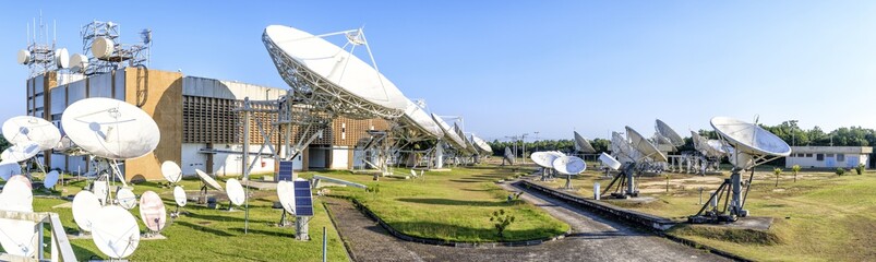 Earth station, satellite control under cloudless blue sky