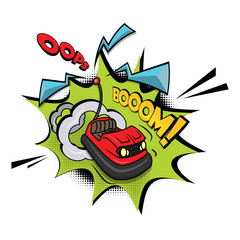 Crazy bumper a car vector illustration isolated on white background.