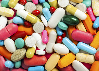 colored pills and capsule
