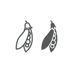 Pea pod line and glyph icon, vegetable and diet, peas sign, vector graphics, a linear pattern on a white background, eps 10.