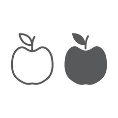 Apple line and glyph icon, fruit and vitamin, diet sign, vector graphics, a linear pattern on a white background, eps 10.