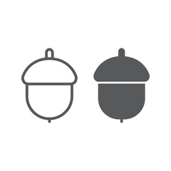 Acorn line and glyph icon, fruit and vitamin, nut sign, vector graphics, a linear pattern on a white background, eps 10.