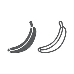 Banana line and glyph icon, fruit and vitamin, tropical sign, vector graphics, a linear pattern on a white background, eps 10.