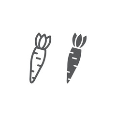 Carrot line and glyph icon, vegetable and diet, vegetarian sign, vector graphics, a linear pattern on a white background, eps 10.