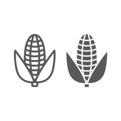 Corn line and glyph icon, vegetable and diet, maize sign, vector graphics, a linear pattern on a white background, eps 10.