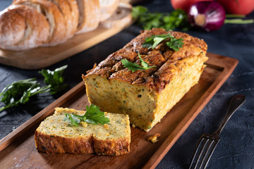 Vegetarian courgette pate on natural background - 213543845