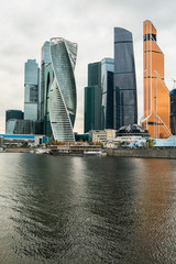 MOSCOW, RUSSIA - OCTOBER 24, 2017: Modern skyscrapers of the Moscow International Business Centre MIBC on the Moscow river embankment.