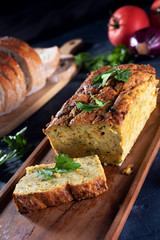 Vegetarian courgette pate on natural background