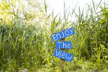 Sign Enjoy the view at nature reserve - UK