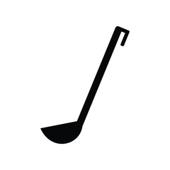 A black and white silhouette of a ladle