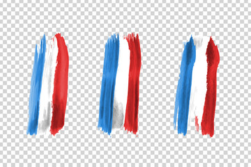 Obraz premium Vector realistic isolated paint on cheeks for football fans with France flag coloring for photo decoration and covering on the transparent background. Concept of football championship.