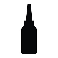 A black and white silhouette of a condiment bottle