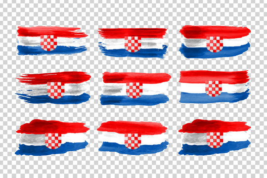 Vector realistic isolated paint on cheeks for football fans with Croatia flag coloring for photo decoration and covering on the transparent background. Concept of football championship.