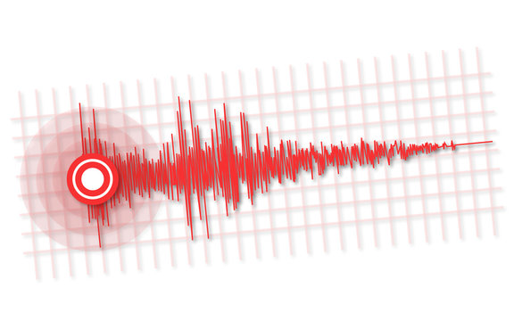 Earthquake -  seismic waves vector illustration on white for copy space