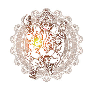 recommend clip art: Hindu God Ganesha. Hand drawn tribal style. Vector.