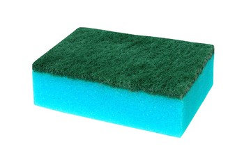Cleaning sponge on white