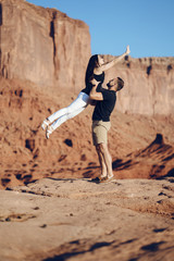 Couple exploring the grand canyon in Arizona