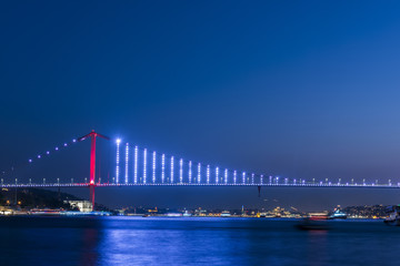 15 July Martyrs Bridge (Turkish: 15 Temmuz Sehitler Koprusu) in Istanbul, Turkey. .