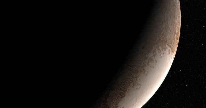 Coming around to the lit side of Pluto, in medium orbit. Reversible, can be rotated 180 degrees. Elements of this image furnished by NASA.