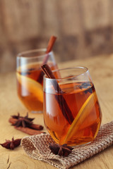 Apple cider with spices.