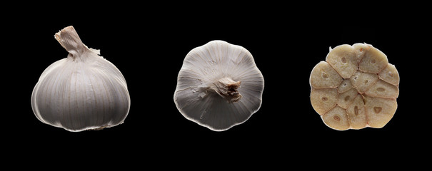 Fresh garlic on black.