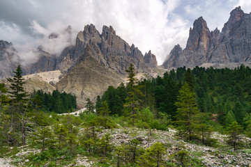 Santa Magdalena St Maddalena Val di Funes in Dolomites Italian Alps with Furchetta mountain peak