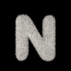 3D Rendering Creative Illustration White Furry Letter N