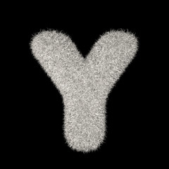 3D Rendering Creative Illustration White Furry Letter Y