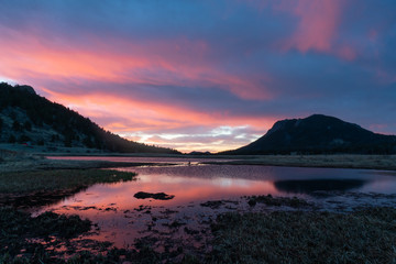 Sunrise in a mountain valley