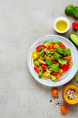 Healthy salad and ingredients