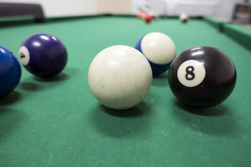 pool table ball close up