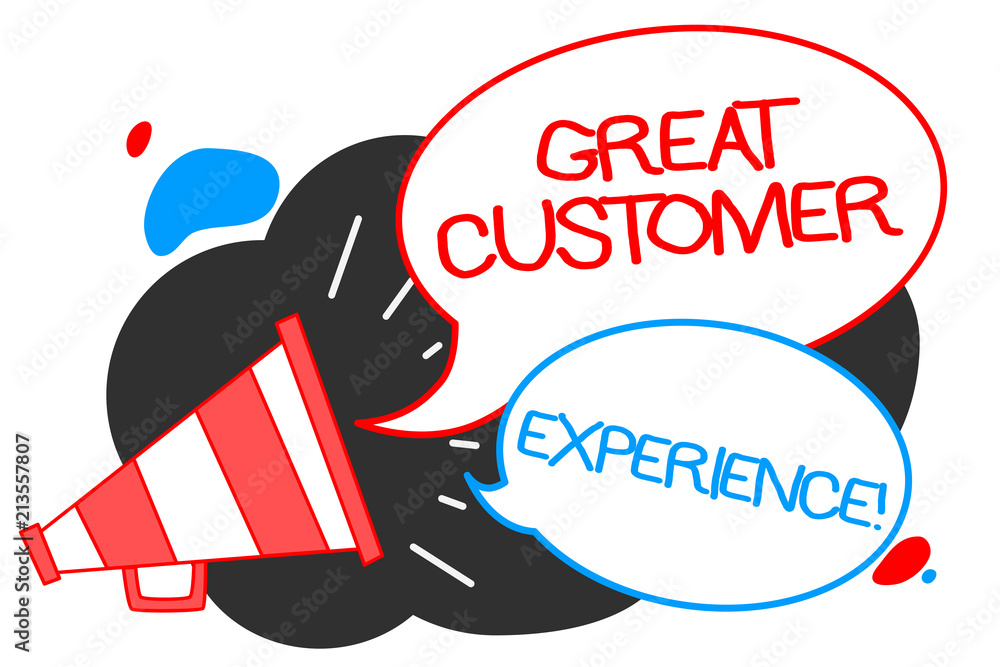 Poster text sign showing great customer experience. conceptual photo responding to clients with friendly he