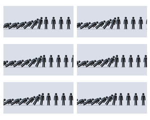 Falling stick figures animation sprite with gray background 