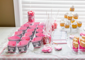 Peanut Packs Decoration at a Baby Shower:  Peanut packs on display at a baby shower for a child to be nicknamed Little Peanut.
