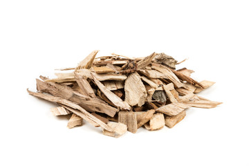 Pile of shredded wood chips for smoking meats