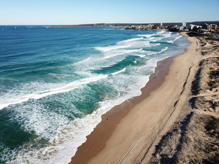 Bird view of Wanda and Cronulla beach (Sydney, Australia) on a sunny but cold day in winter time.