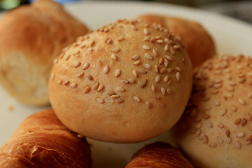 Fresh buns with sesame seed