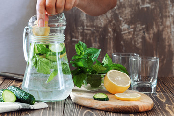 Process of preparing healthy cocktail.Recipe prepared detox.