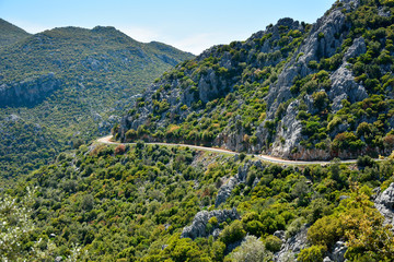 Mountainous road on Bozburun peninsula in Turkey.