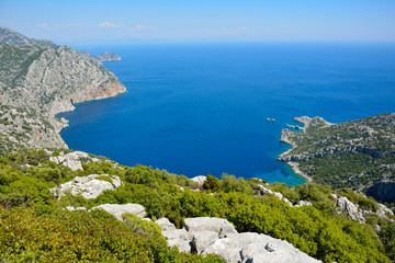 Mediterranean coastline on Bozburun peninsula in Turkey.
