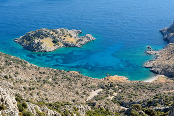 Mediterranean coastline between Sogut and Taslica on Bozburun peninsula near Marmaris resort town in Turkey