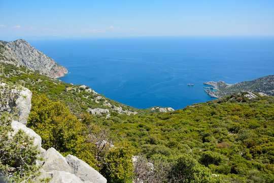 Mediterranean coastline on Bozburun peninsula in Turkey.